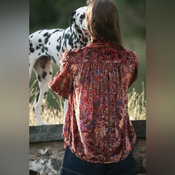 Anthropologie The Estela Sheer Printed Blouse: Burnout Edition - Picture 15 of 15